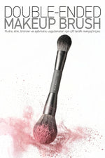 Pudra, Allık, Bronzer ve Aydınlatıcı İçin Çift Taraflı Makyaj Fırçası - Double Ended Makeup Brush