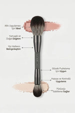 Pudra, Allık, Bronzer ve Aydınlatıcı İçin Çift Taraflı Makyaj Fırçası - Double Ended Makeup Brush