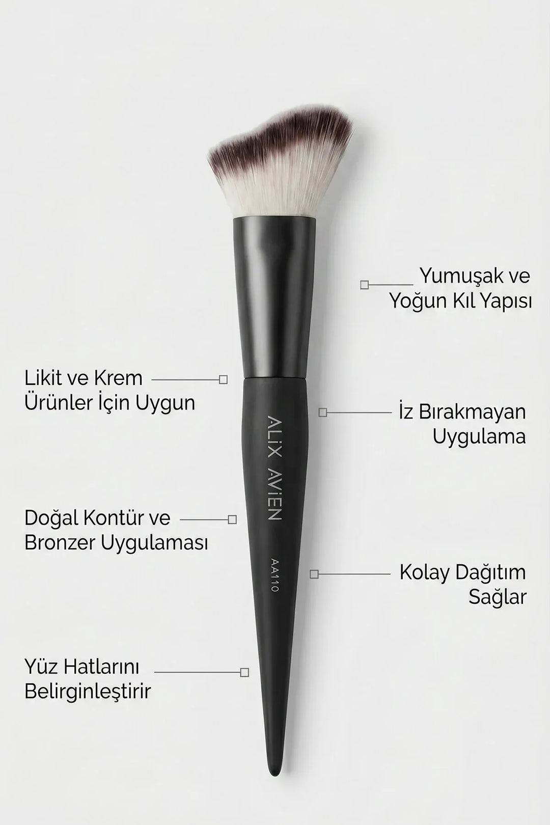 Yüz Hattı Şekillendirici Fırça - Kontür, Bronzer ve Allık Uygulama Fırçası - Face Sculpt Brush