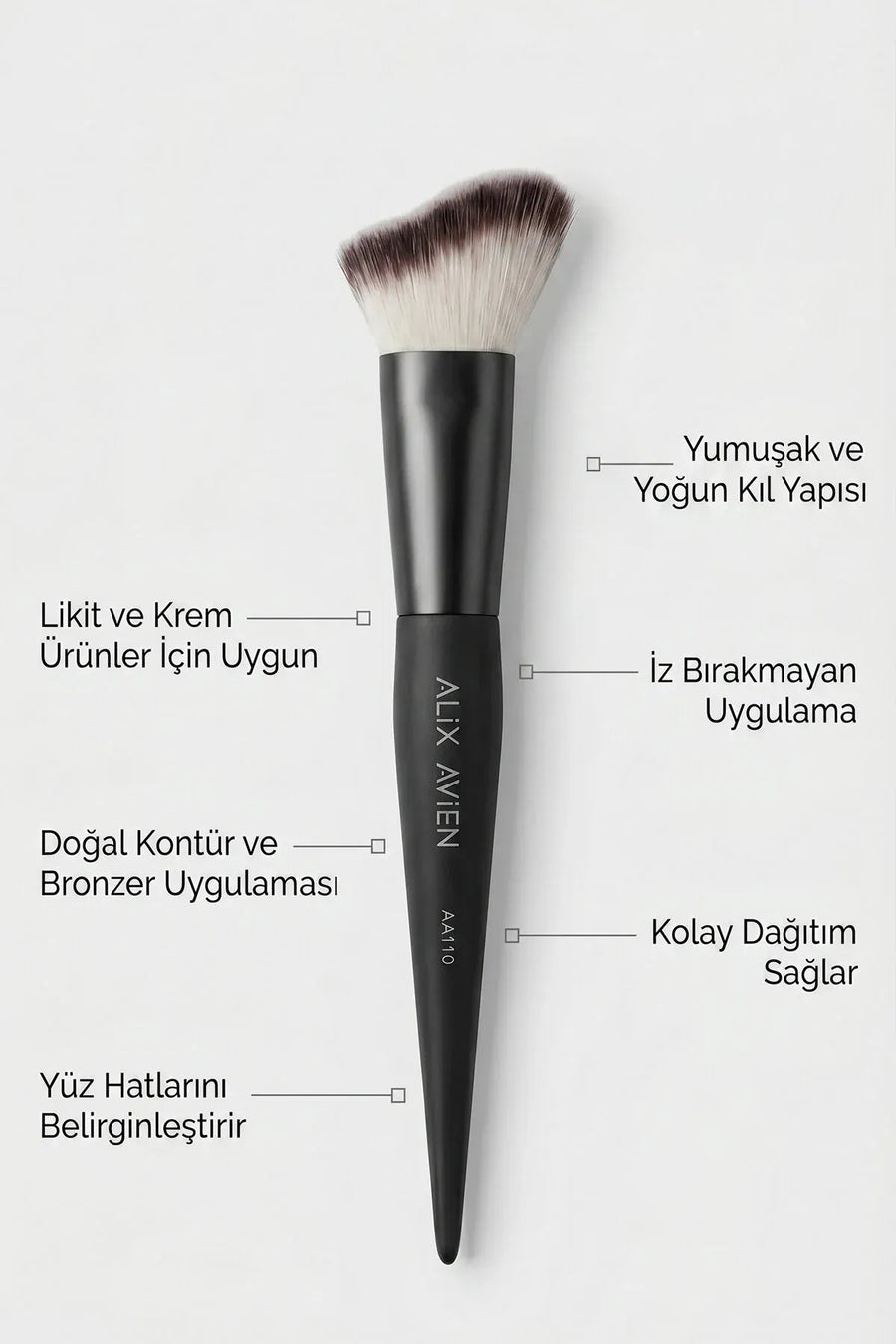 Yüz Hattı Şekillendirici Fırça - Kontür, Bronzer ve Allık Uygulama Fırçası - Face Sculpt Brush