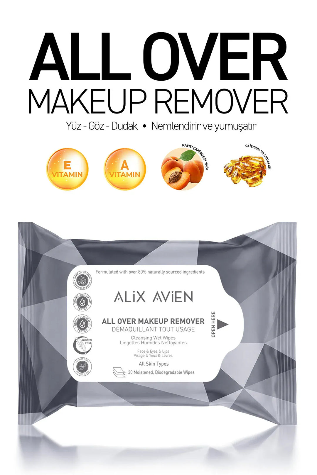 Makyaj Temizleme Mendili - All Over Makeup Remover Wet Wipes 30 PCS