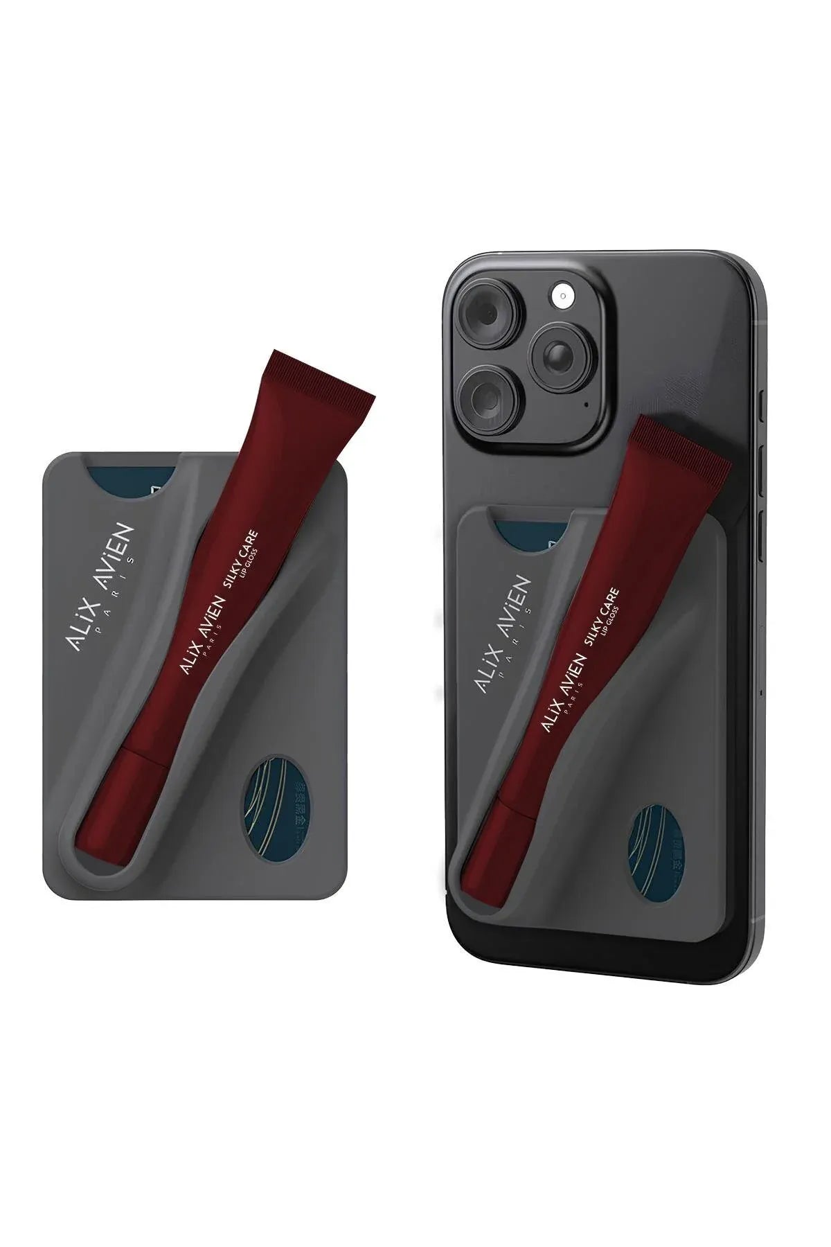 Ruj Bölmeli Silikon Telefon Kartlığı - Silky Care Lipgloss Silicon Case