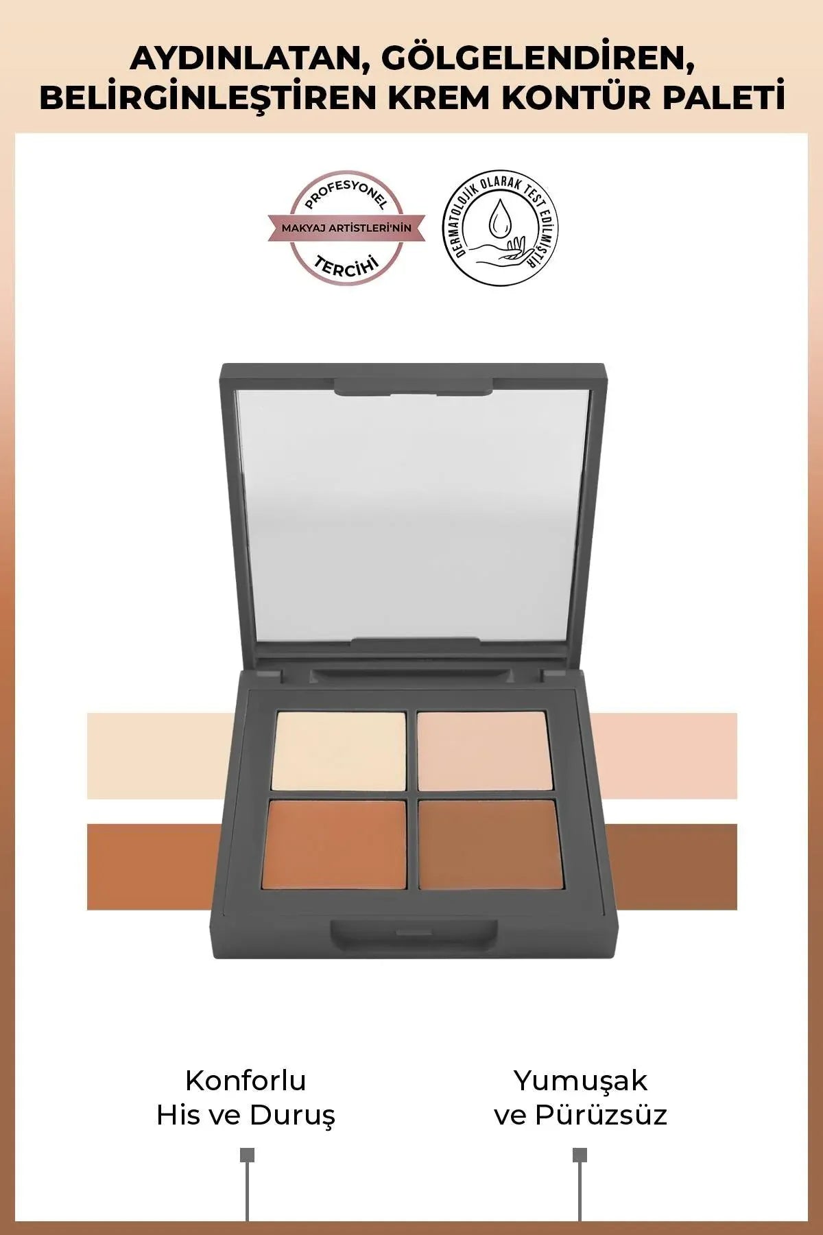 4'lü Krem Kontür Paleti - Cream Contour Palette Vanilia & Beige & Brown &mocha