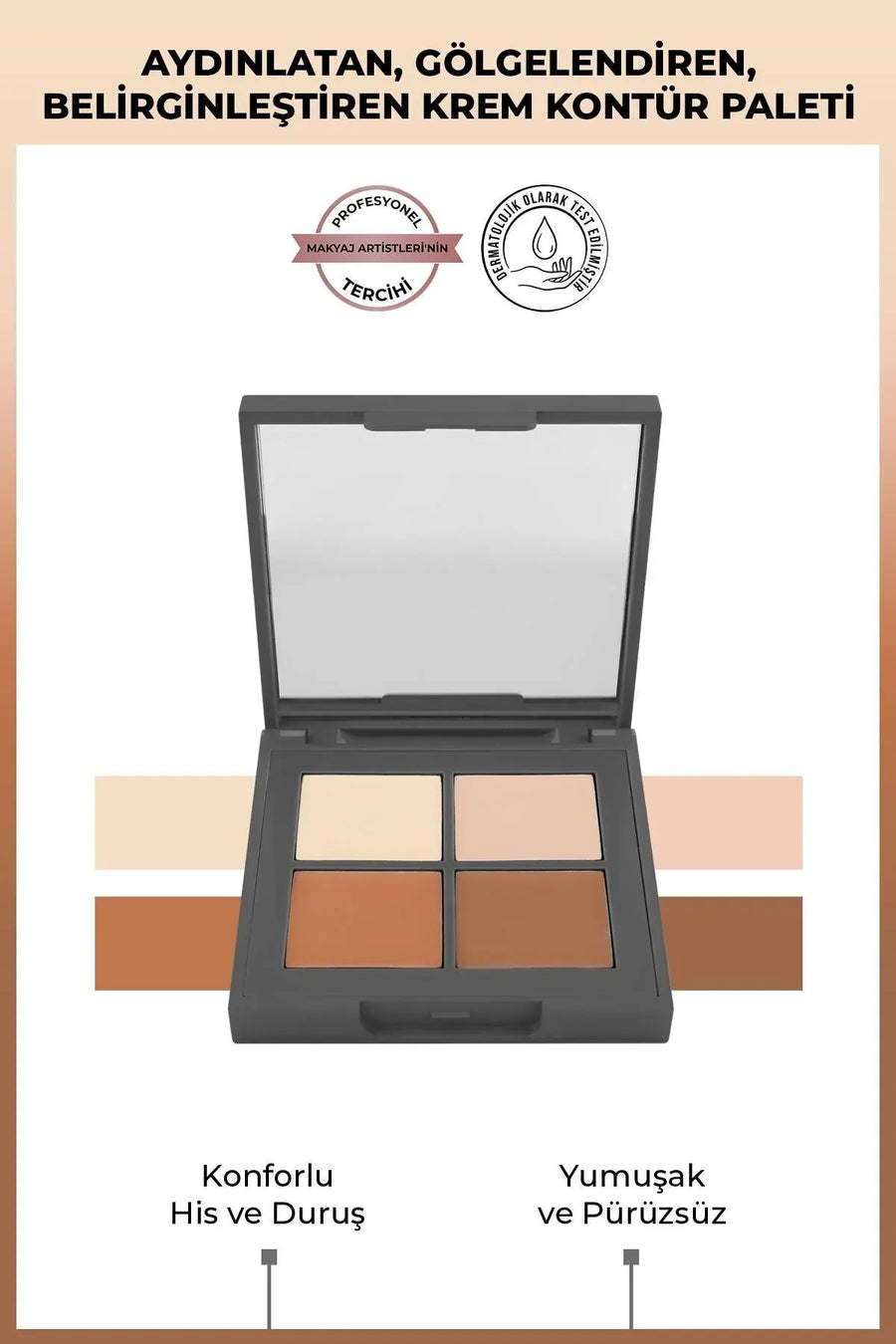 4'lü Krem Kontür Paleti - Cream Contour Palette Vanilia & Beige & Brown &mocha