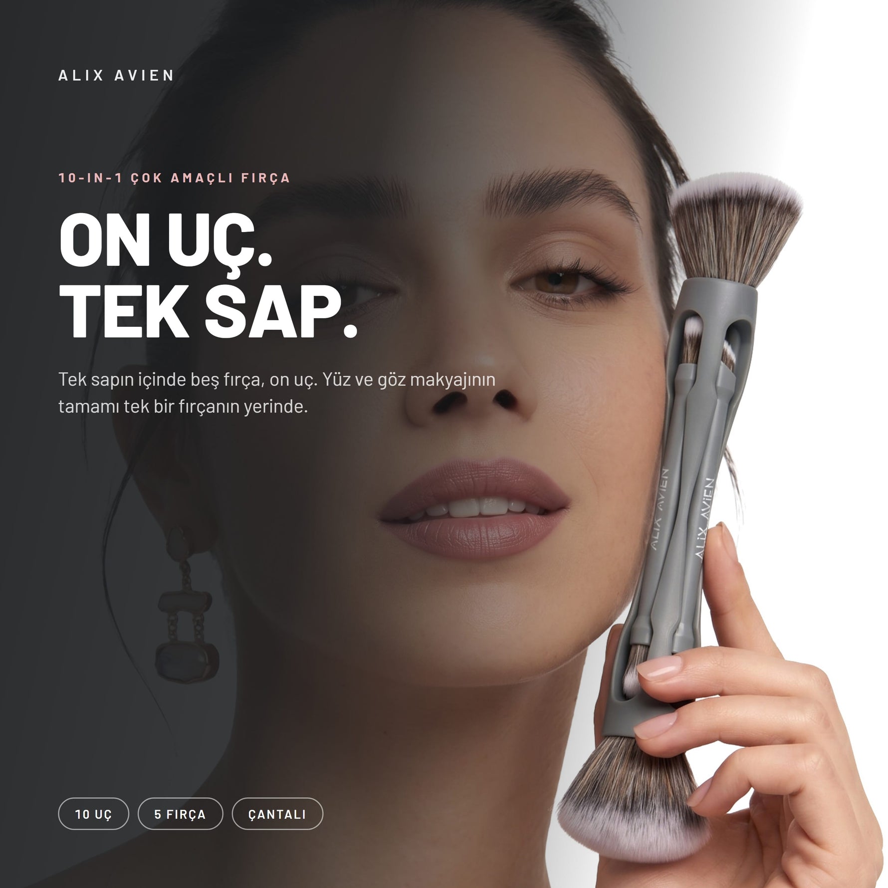 Multifunctional Makeup Brush - Çok Amaçlı 10'lu Makyaj Fırçası | Alix Avien 