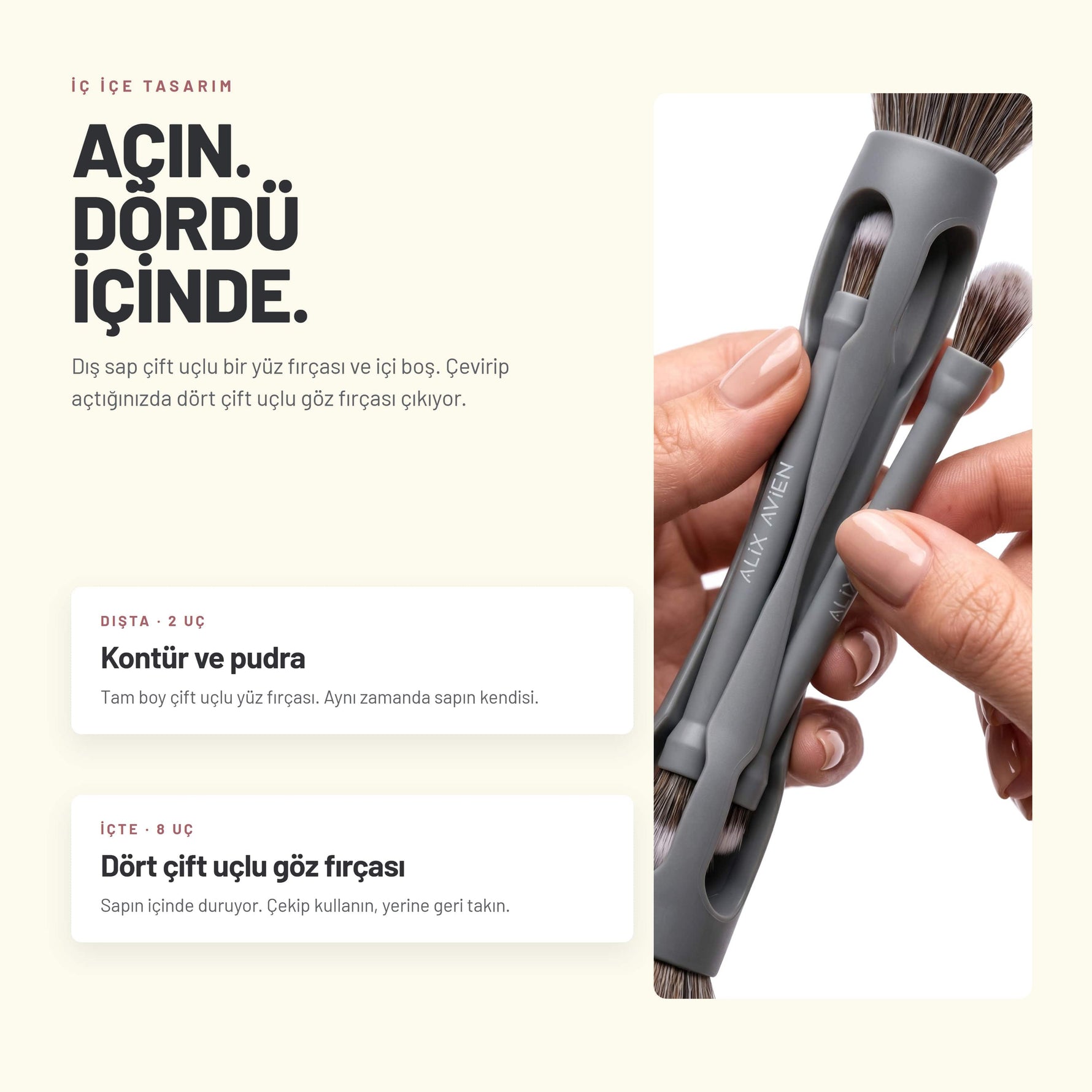 Multifunctional Makeup Brush - Çok Amaçlı 10'lu Makyaj Fırçası | Alix Avien 