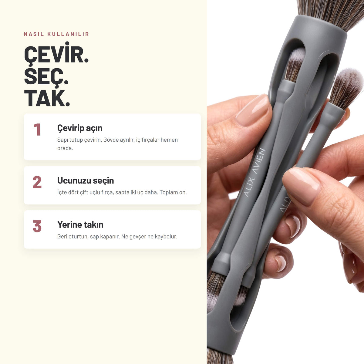 Multifunctional Makeup Brush - Çok Amaçlı 10'lu Makyaj Fırçası | Alix Avien 