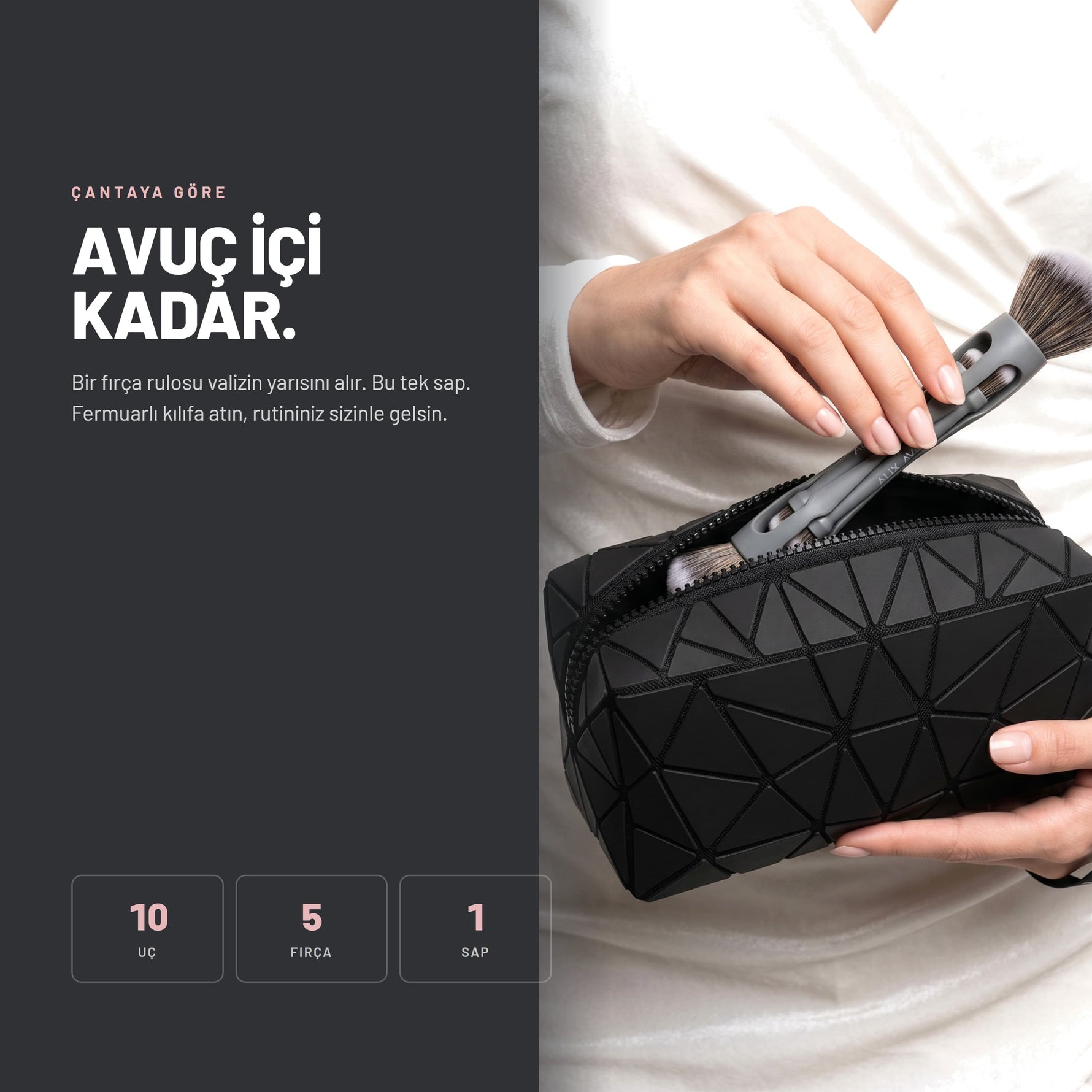 Multifunctional Makeup Brush - Çok Amaçlı 10'lu Makyaj Fırçası | Alix Avien 