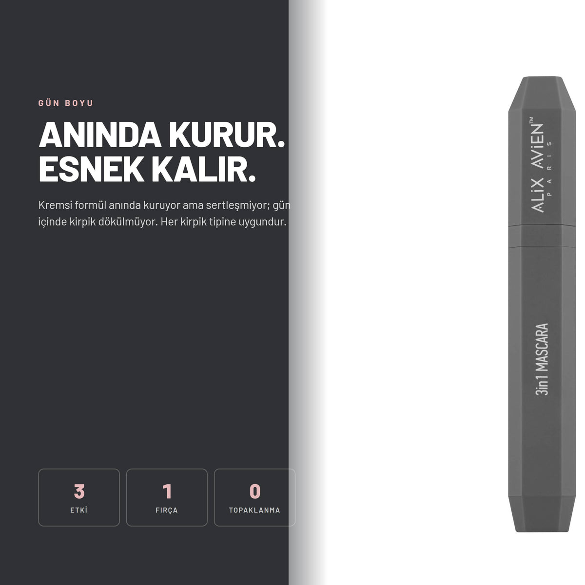 3 IN 1 Mascara - Hacim Veren ve Besleyici Maskara | Alix Avien