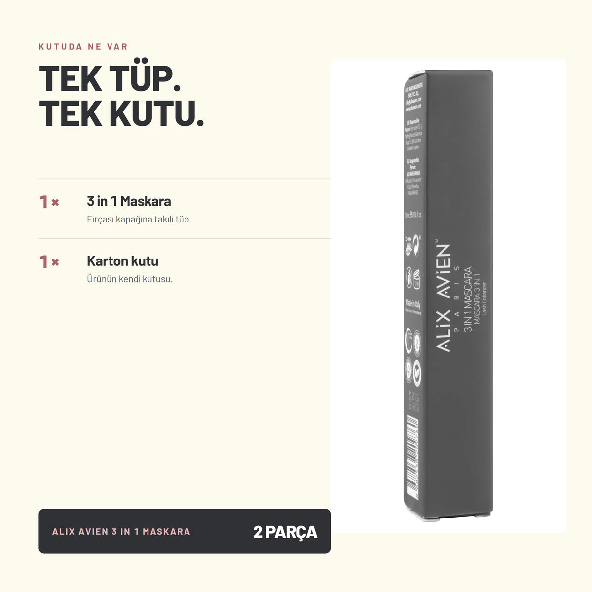 3 IN 1 Mascara - Hacim Veren ve Besleyici Maskara | Alix Avien