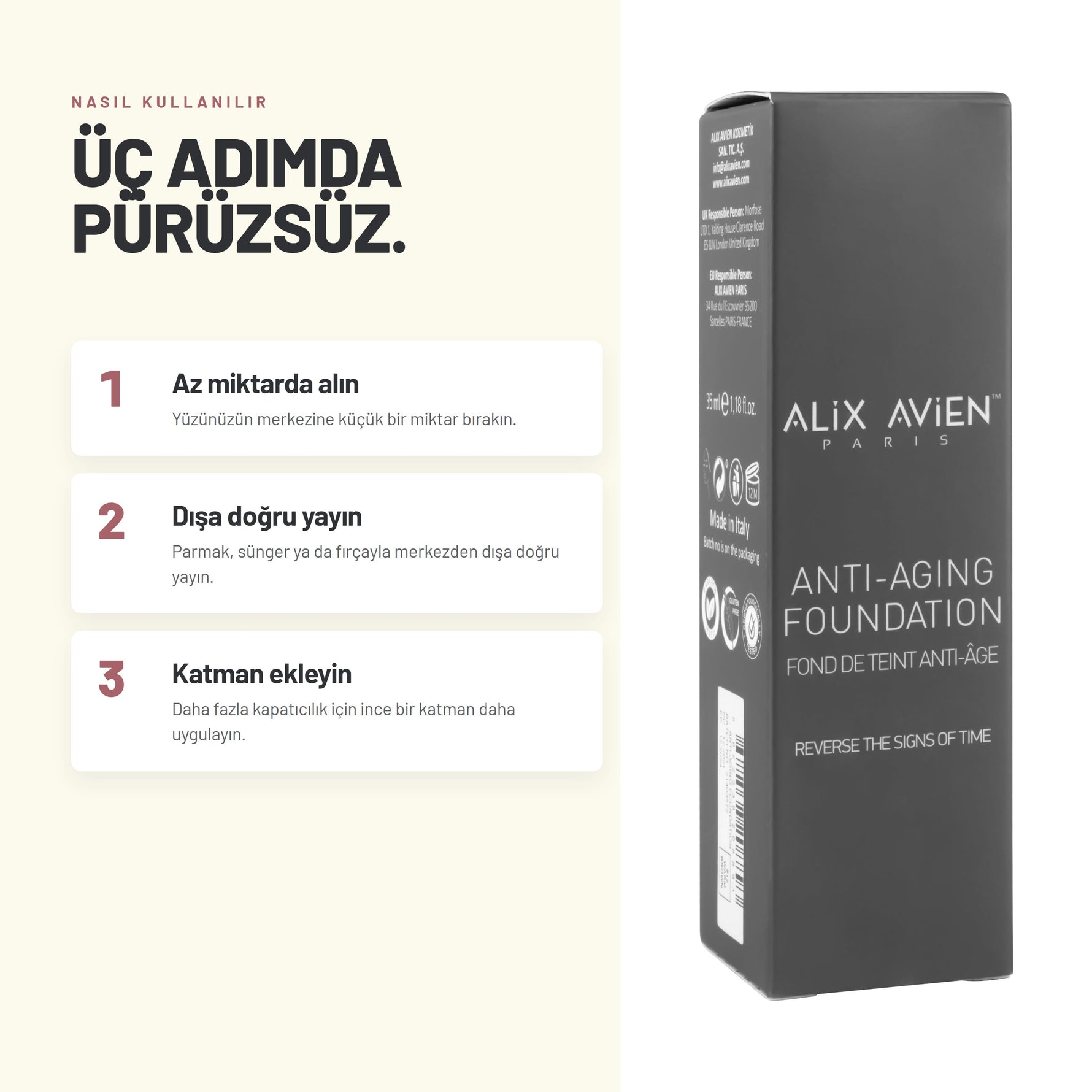 Anti Aging Foundation - Yaşlanma Karşıtı Kapatıcı Fondöten | Alix Avien
