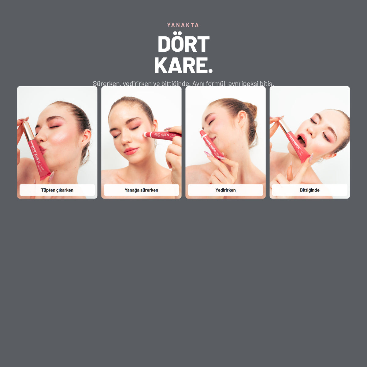 Liquid Blusher likit allık renklerinin gerçek swatch görünümü