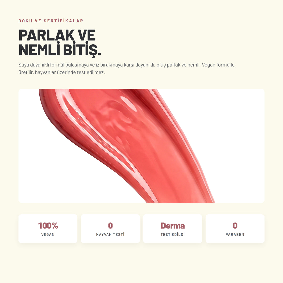 Delicate Glam Lip Tint parlak ve nemli bitiş dokusu
