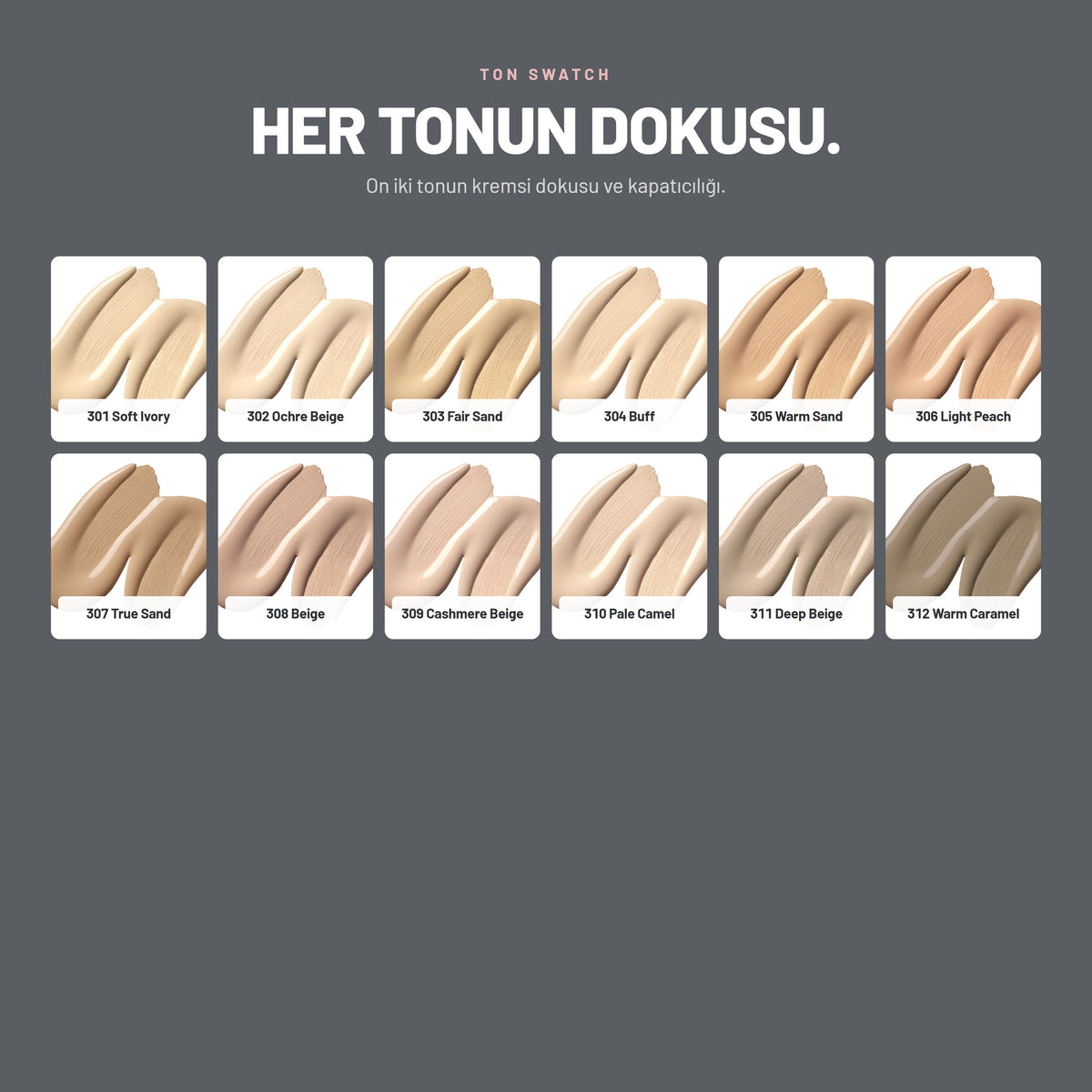 Liquid Foundation likit fondöten renklerinin gerçek swatch görünümü