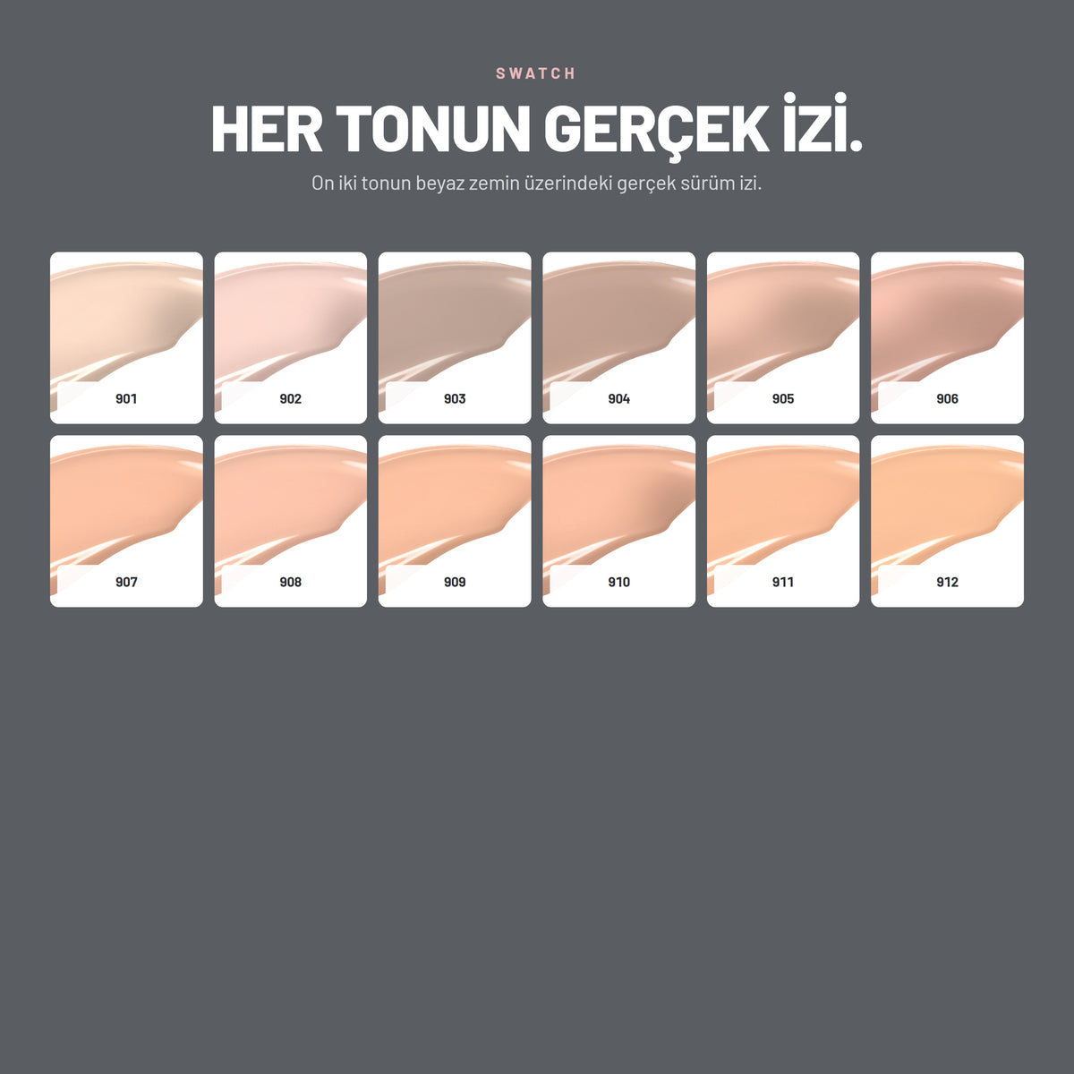 Supreme Cover Concealer kapatıcı renklerinin gerçek swatch görünümü
