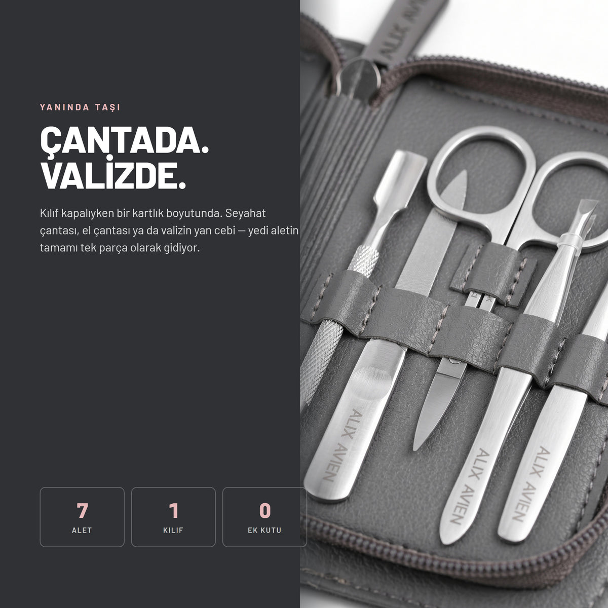 Mini Travel Manicure Set manikür seti günlük kullanımda