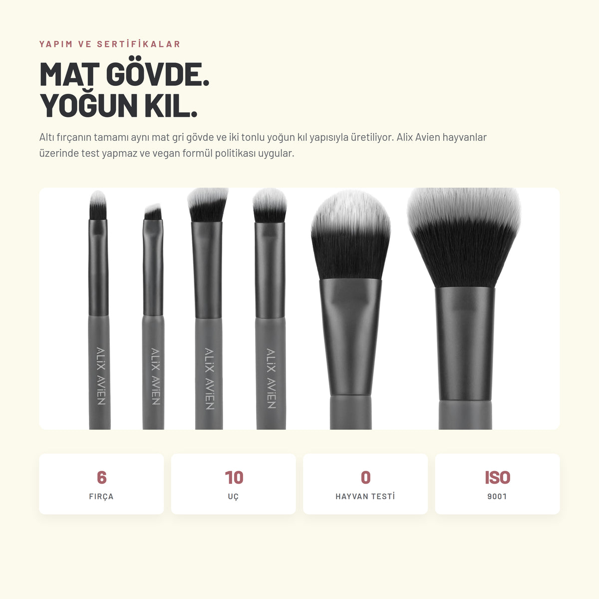 Travel Brush Set makyaj fırça seti malzeme ve kalite detayı