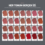 Satin Touch Lipstick ruj renklerinin gerçek swatch görünümü