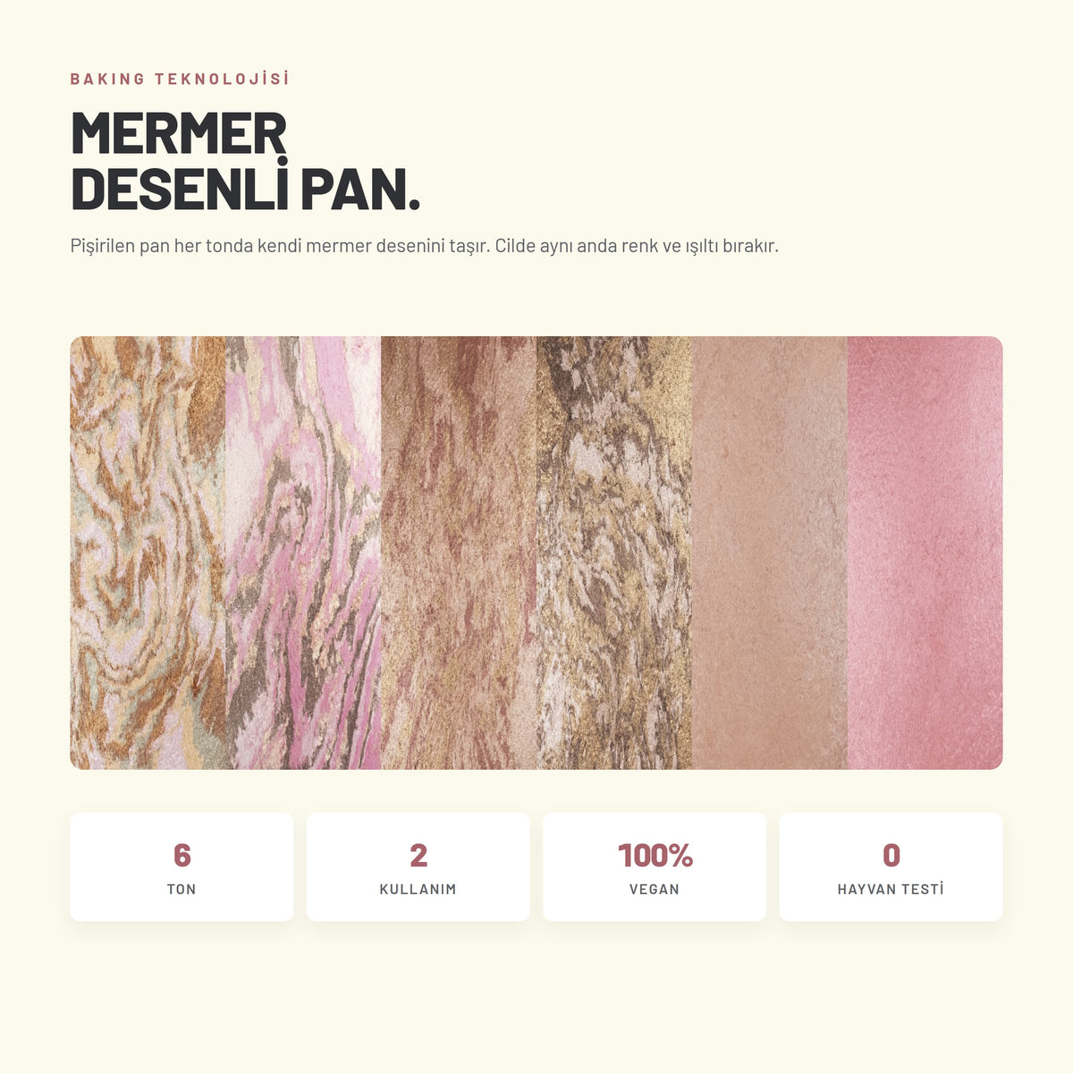 Alix Avien Baked Blush formül ve sertifika bilgileri - Pişirilen pan her tonda kendi mermer desenini taşır.