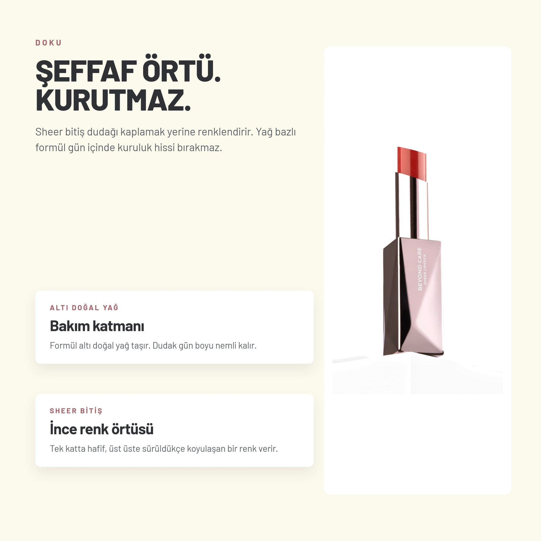 Nemlendirici ve Besleyici Etkili Parlak Ruj | Beyond Care
