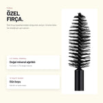Alix Avien Black & Perfect Mascara formül ve içerik detayı - Özel fırça topaklanmadan dolgunluk veriyor.