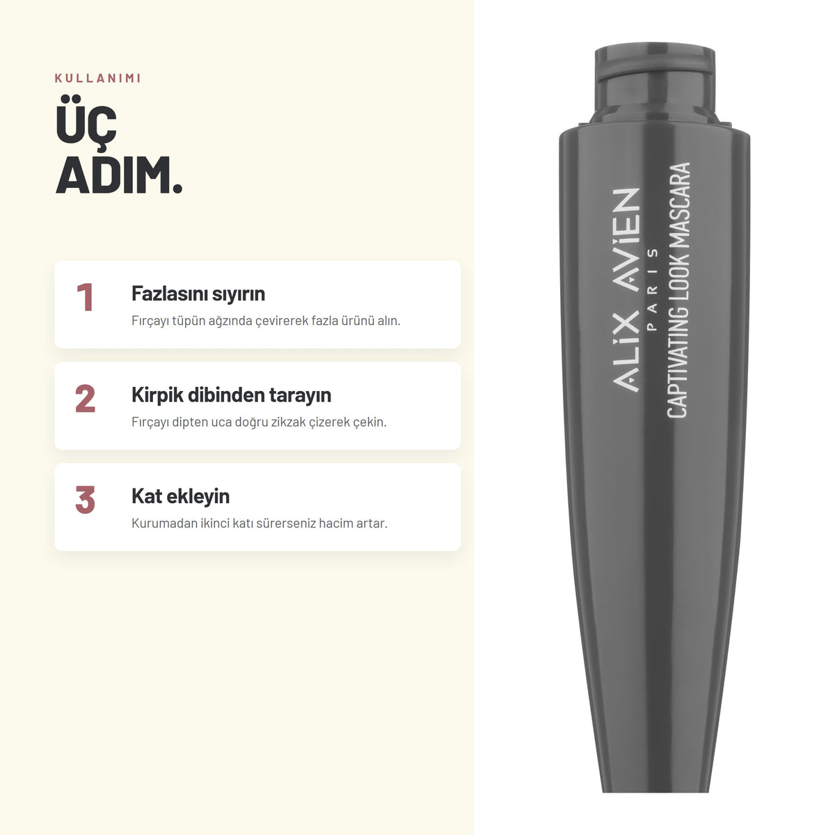 Captivating Look Mascara - 14 Saat Kalıcı Hacimli Maskara | Alix Avien