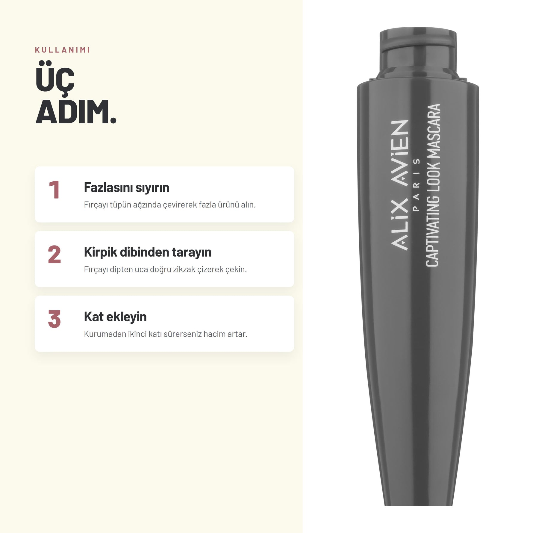 Captivating Look Mascara - 14 Saat Kalıcı Hacimli Maskara | Alix Avien