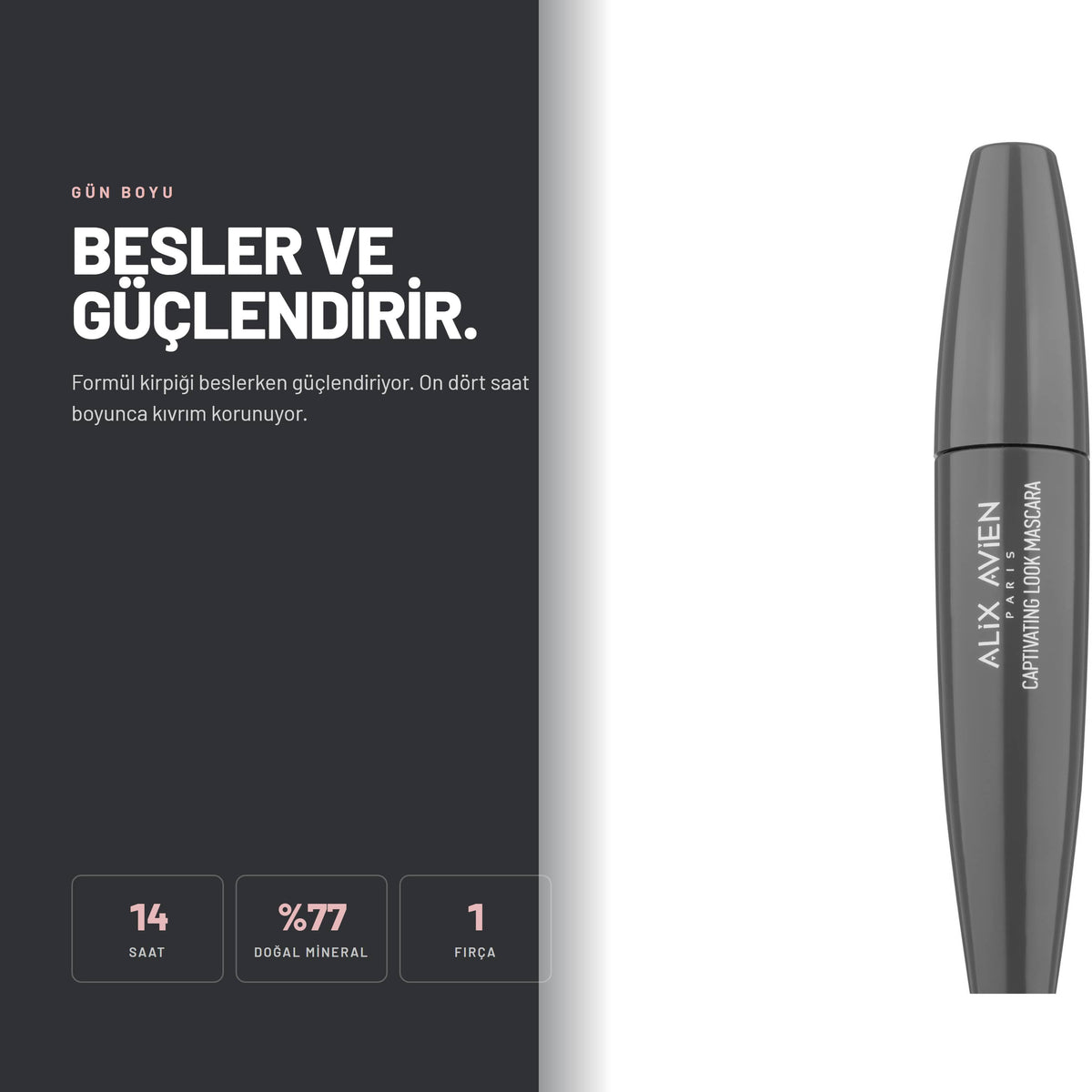 Captivating Look Mascara - 14 Saat Kalıcı Hacimli Maskara | Alix Avien