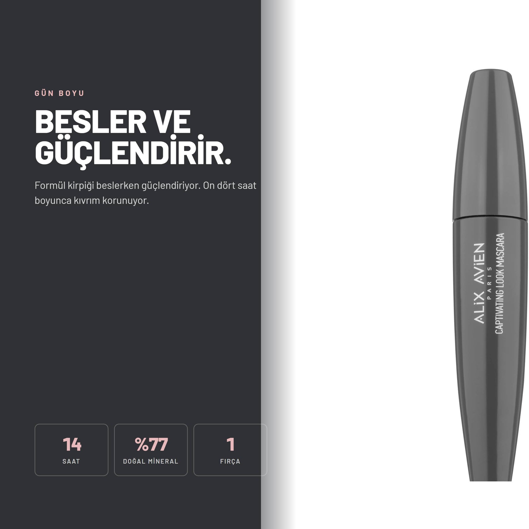 Captivating Look Mascara - 14 Saat Kalıcı Hacimli Maskara | Alix Avien