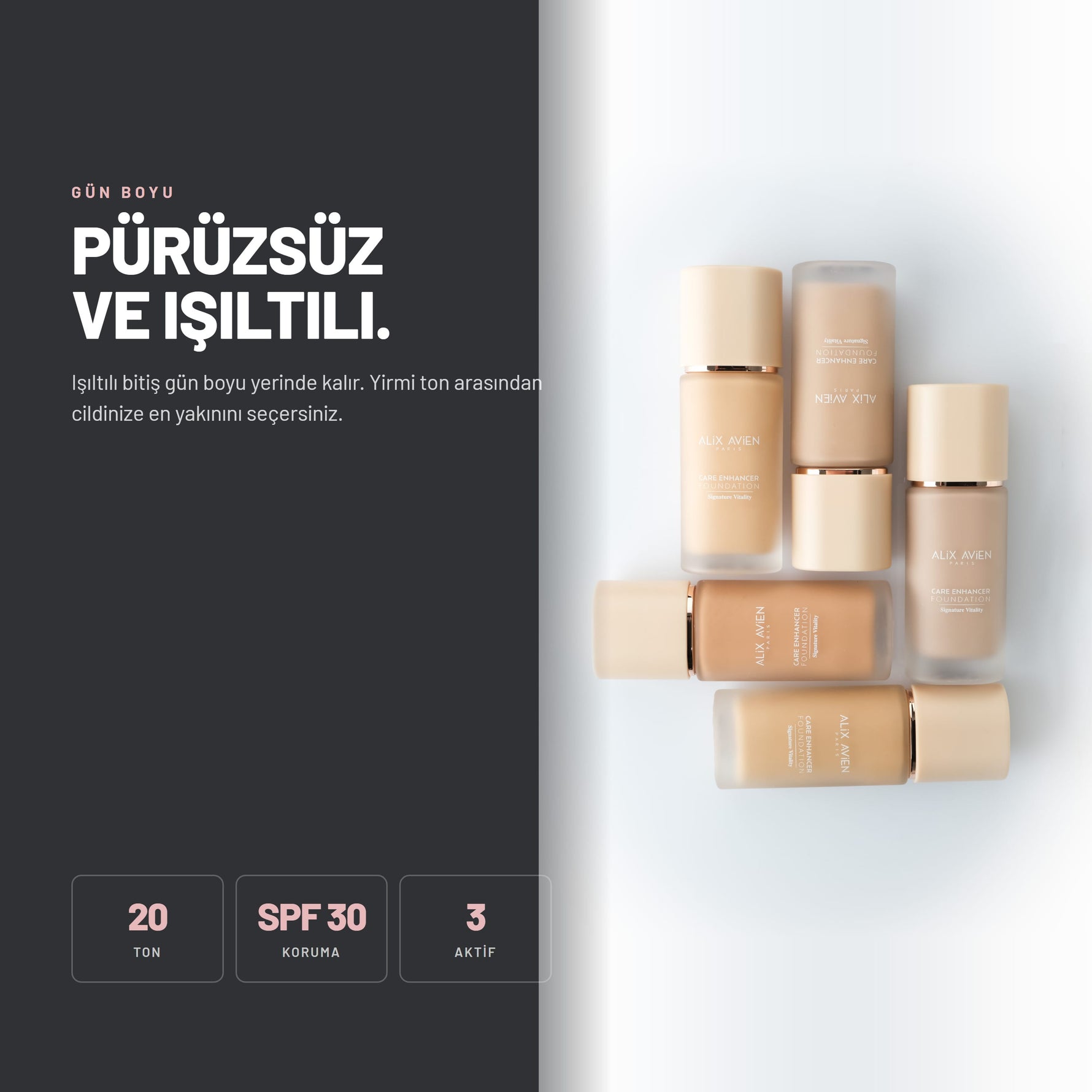 Care Enhancer Foundation - Yaşlanma Karşıtı Işıltılı Fondöten | Alix Avien
