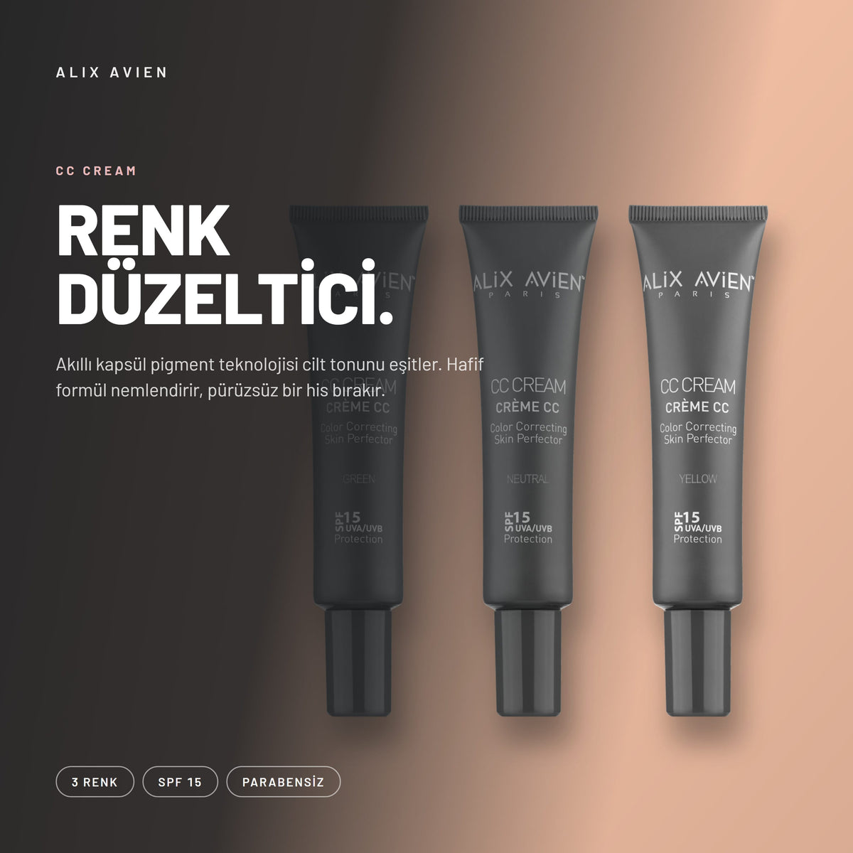CC Cream - Akıllı Kapsül Teknolojili Renk Düzenleyici CC Krem | Alix Avien