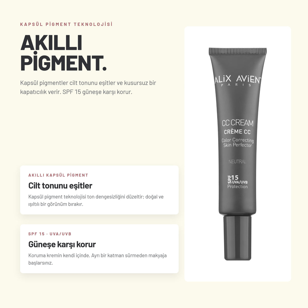 CC Cream - Akıllı Kapsül Teknolojili Renk Düzenleyici CC Krem | Alix Avien