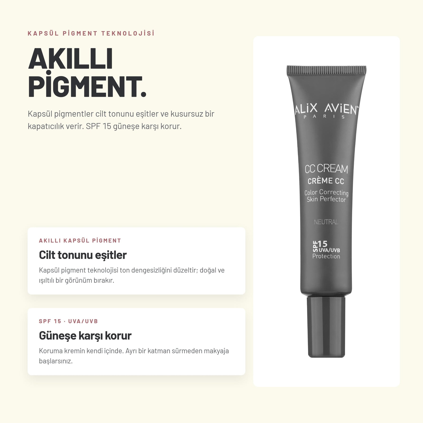 CC Cream - Akıllı Kapsül Teknolojili Renk Düzenleyici CC Krem | Alix Avien