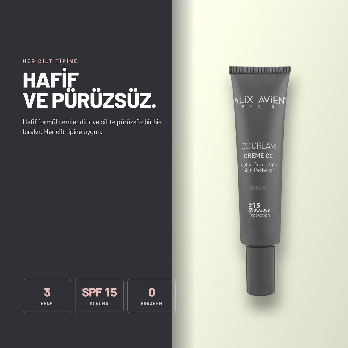 CC Cream - Akıllı Kapsül Teknolojili Renk Düzenleyici CC Krem | Alix Avien