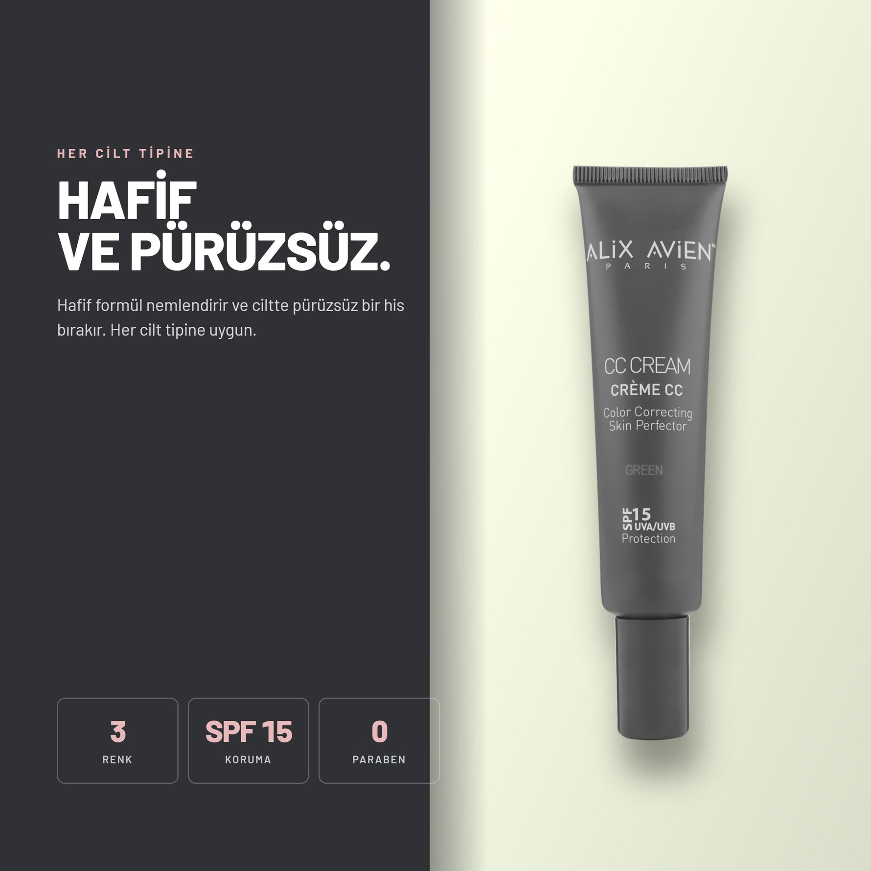 CC Cream - Akıllı Kapsül Teknolojili Renk Düzenleyici CC Krem | Alix Avien