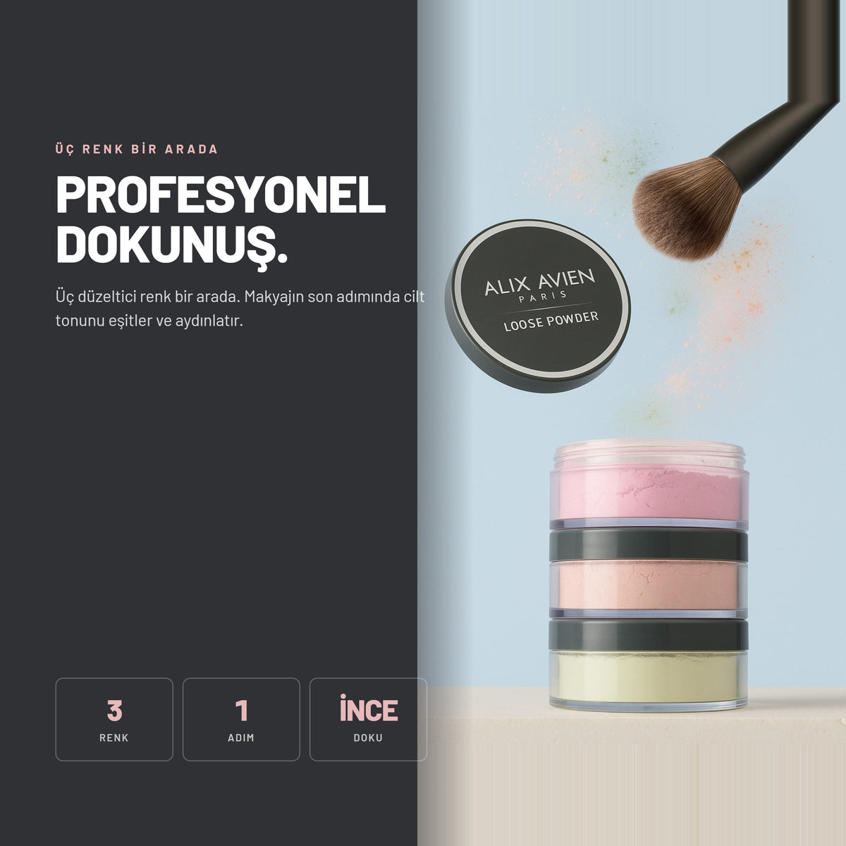 Renk Düzenleyici Makyaj Sabitleyici Mat Toz Pudra | Loose Powder