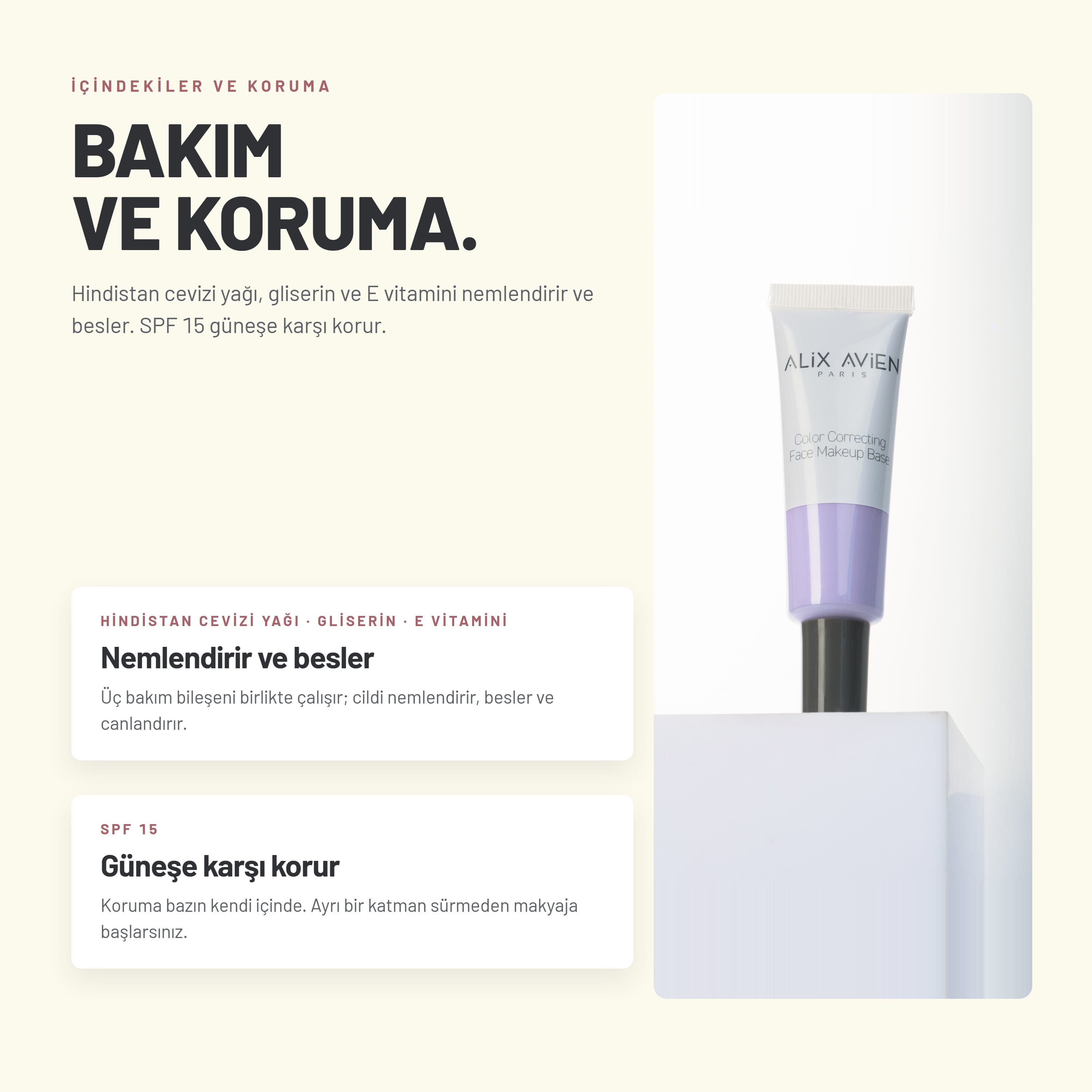 SPF15 Renk Eşitleyici Makyaj Bazı – Alix Avien