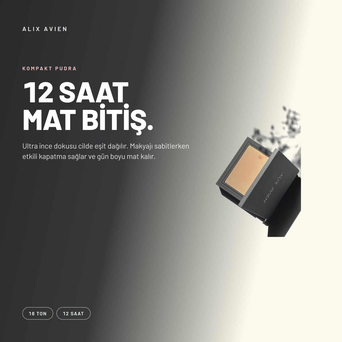Compact Powder - 12 Saat Kalıcı Mat Bitişli Pudra | Alix Avien
