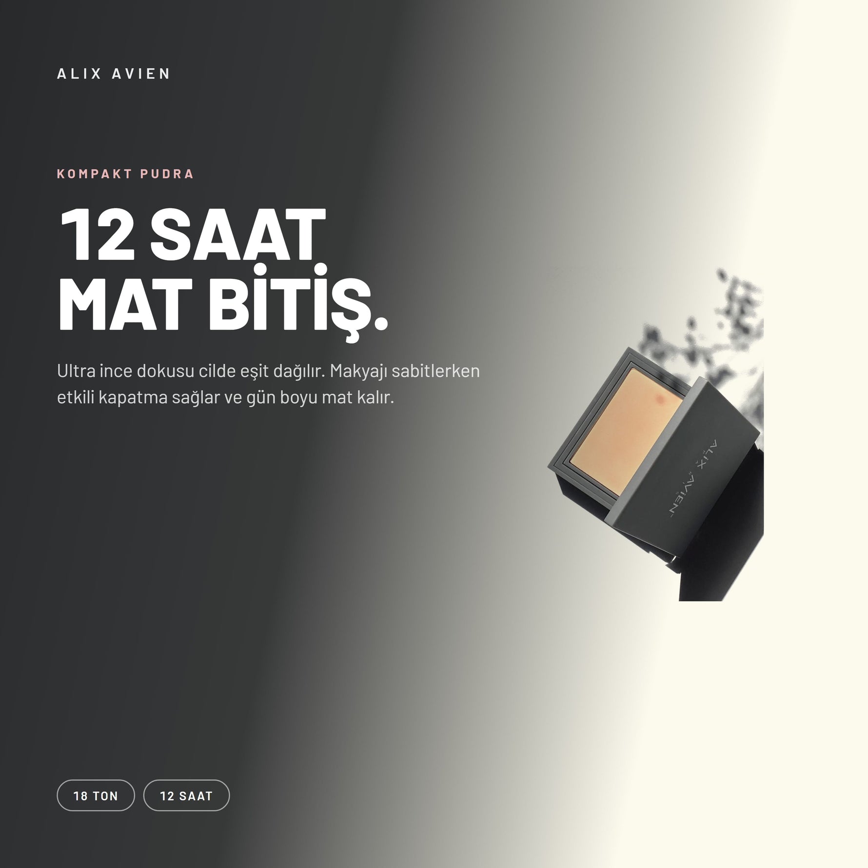 Compact Powder - 12 Saat Kalıcı Mat Bitişli Pudra | Alix Avien