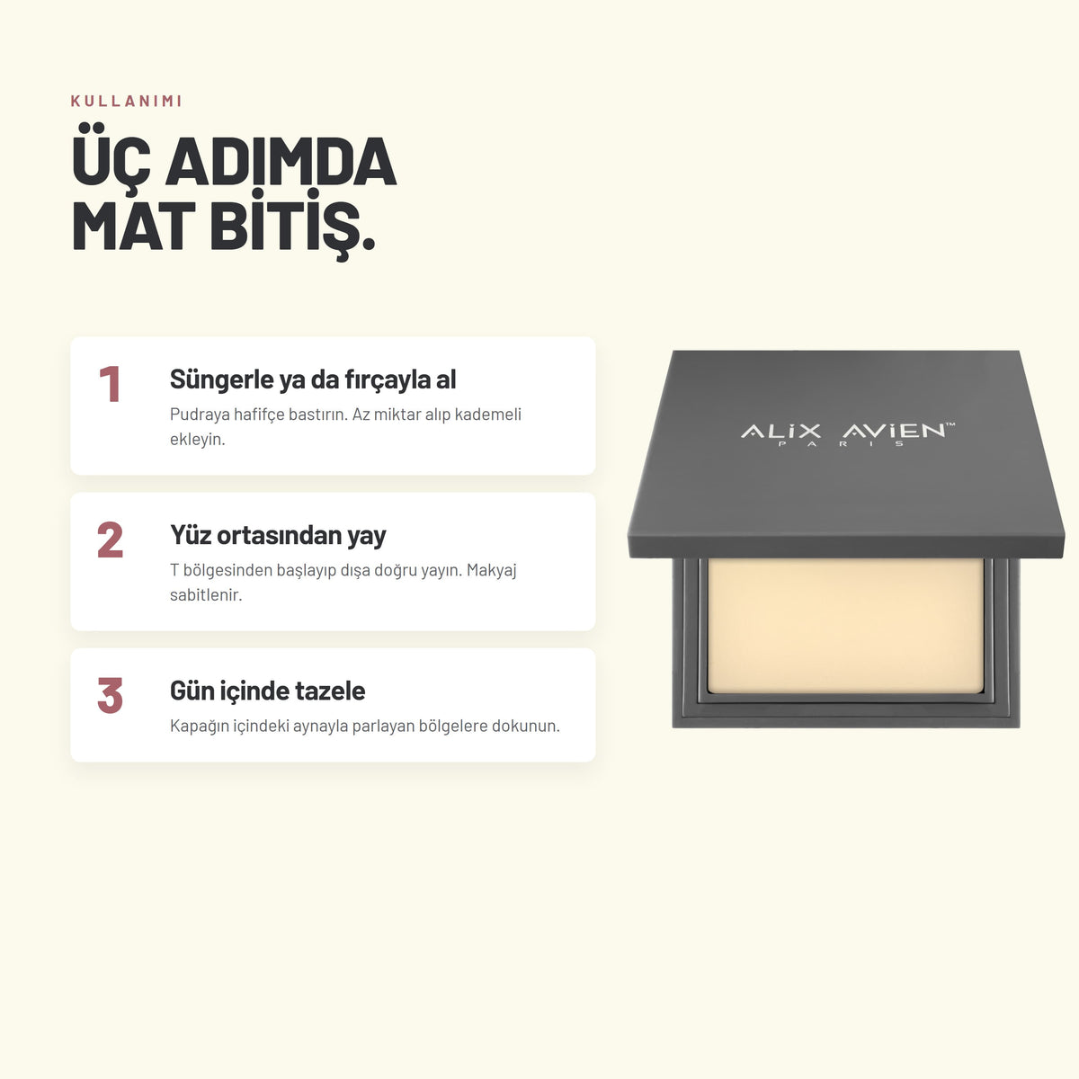 Compact Powder - 12 Saat Kalıcı Mat Bitişli Pudra | Alix Avien