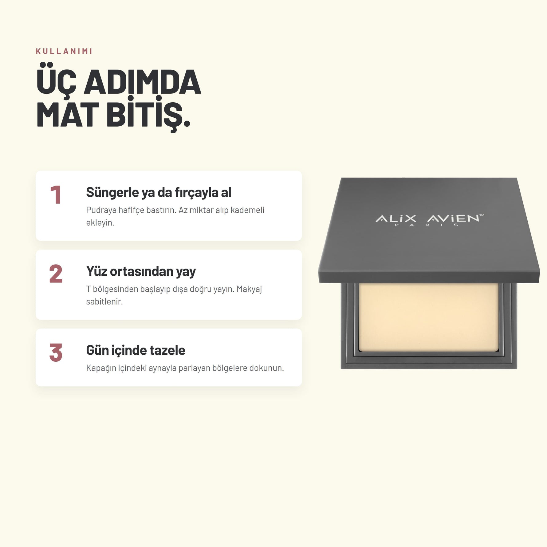 Compact Powder - 12 Saat Kalıcı Mat Bitişli Pudra | Alix Avien