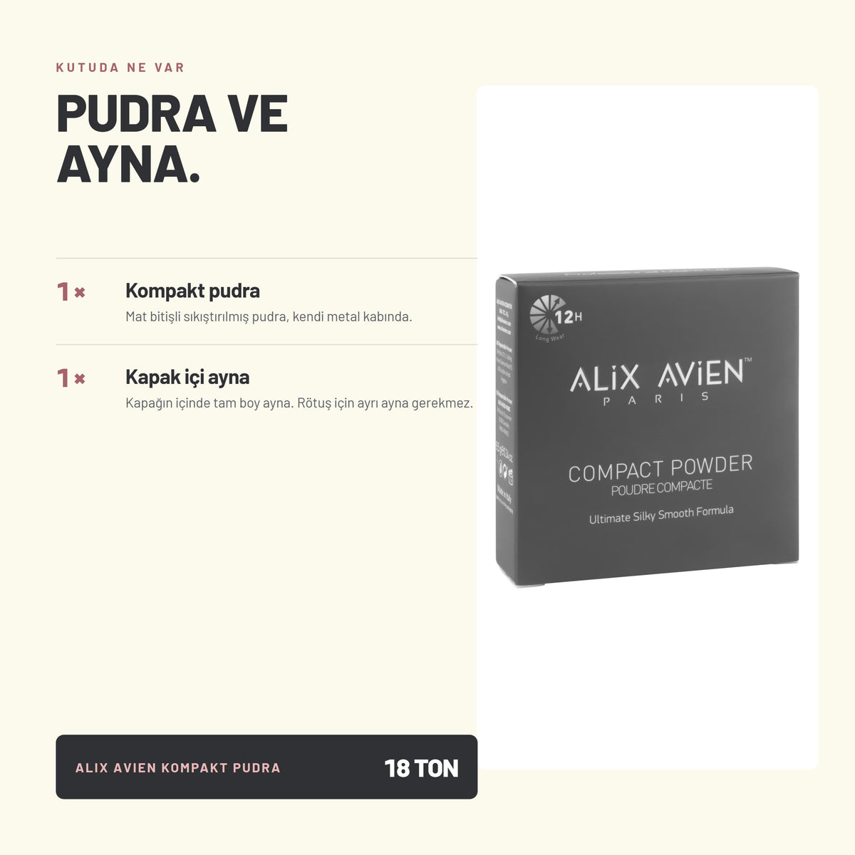 Compact Powder - 12 Saat Kalıcı Mat Bitişli Pudra | Alix Avien