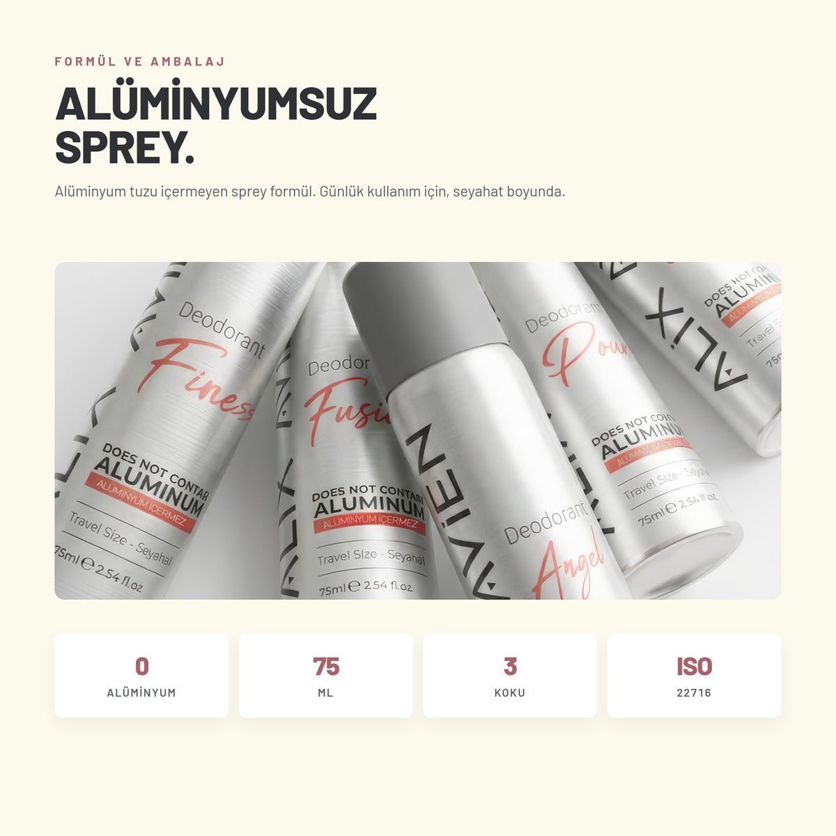 Alüminyumsuz Deodorant 75 ml - Kadın Seyahat Boy | Alix Avien