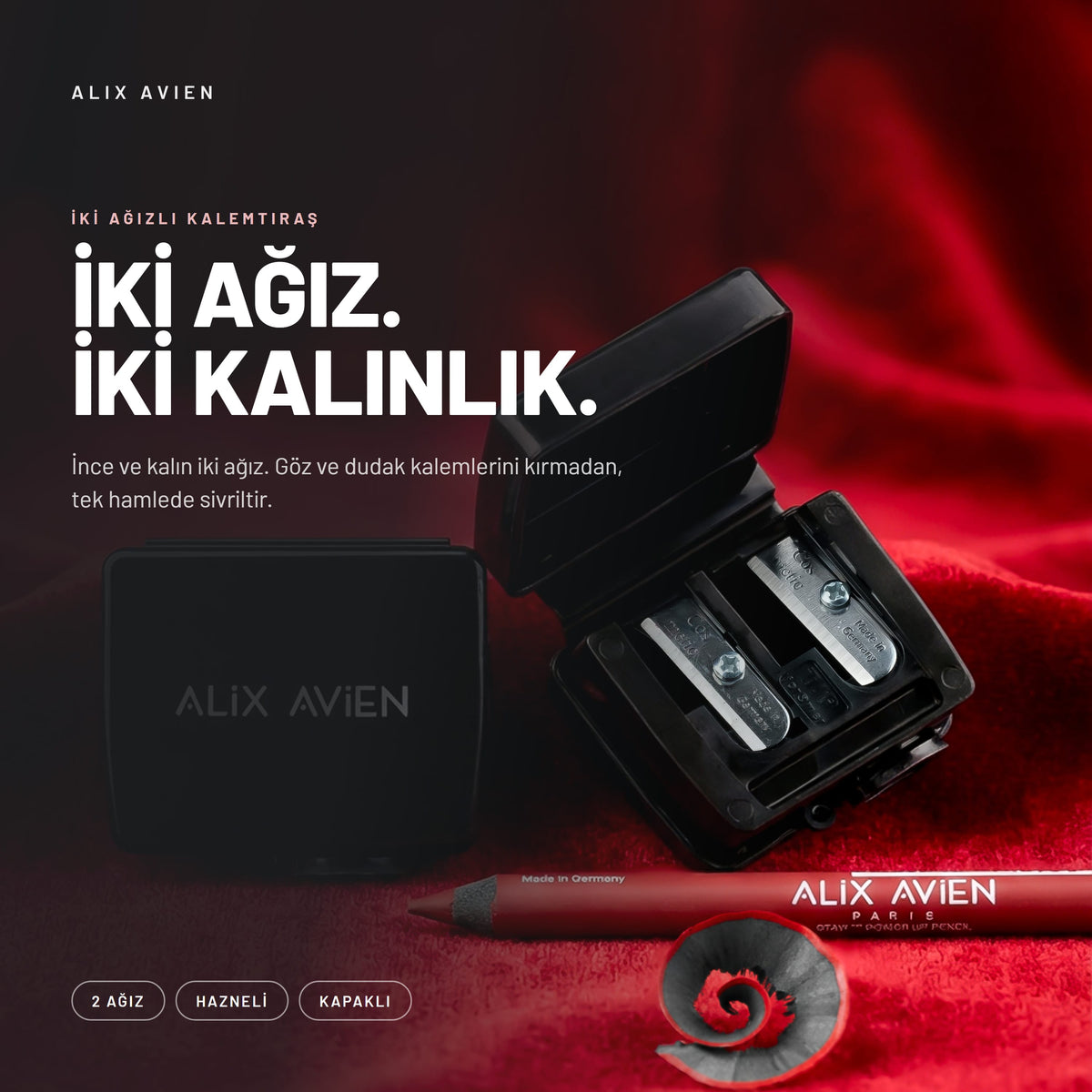 Makyaj Kalemtıraşı İkili - Keskin Bıçaklı | Alix Avien