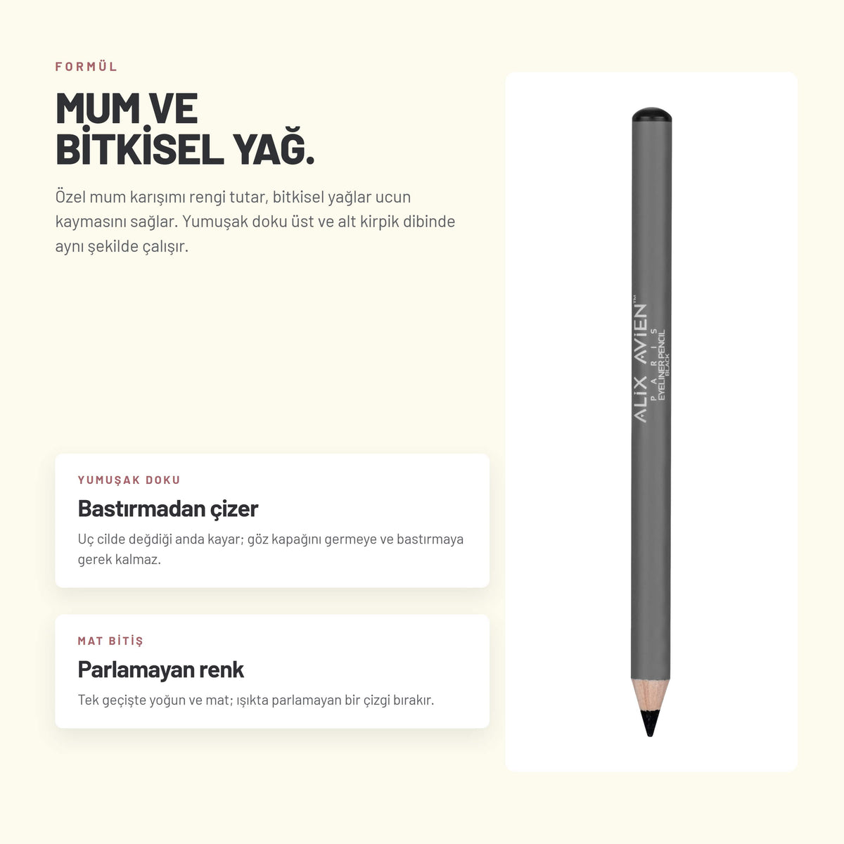 Kremsi Kolay Sürülen Göz Kalemi | Eyeliner Pencil