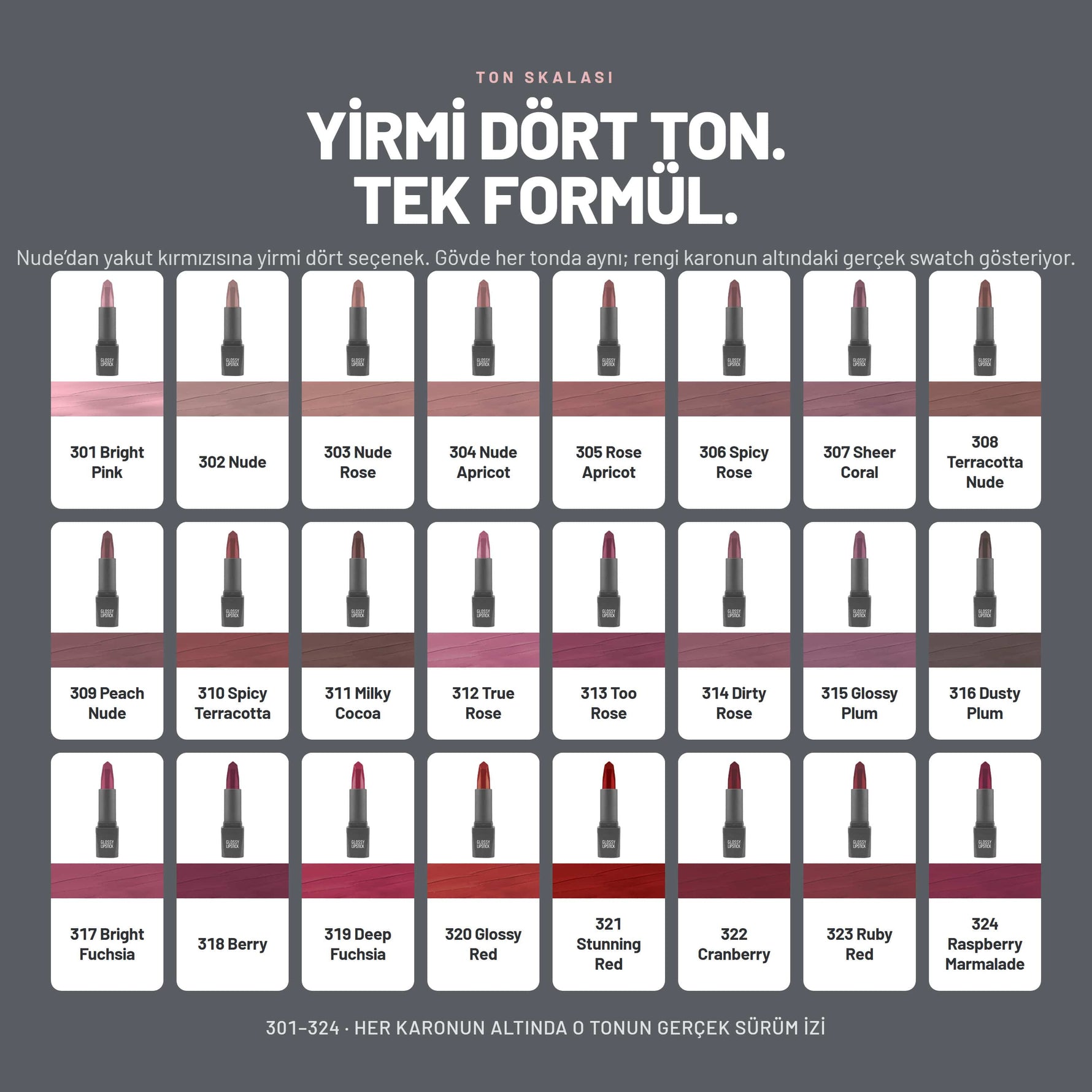 Glossy Lipstick - Nemlendirici ve Parlak Ruj Serisi | Alix Avien