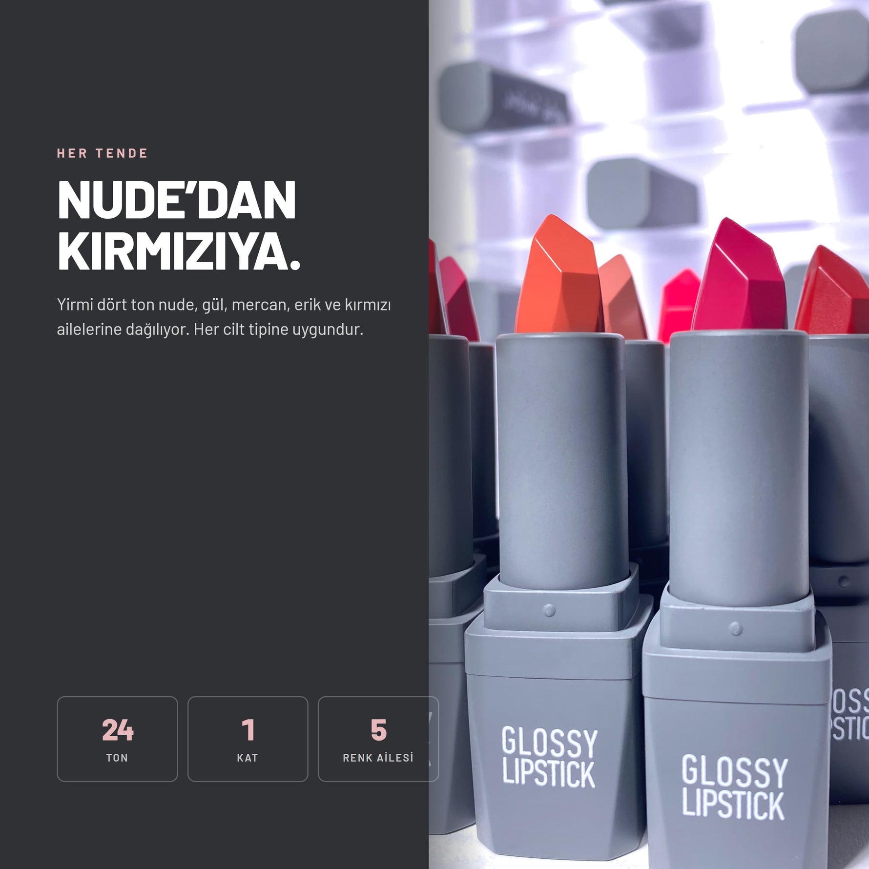 Glossy Lipstick - Nemlendirici ve Parlak Ruj Serisi | Alix Avien