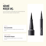 Alix Avien Inkliner Eyeliner formül ve içerik detayı - Uzun ve sivri keçe uç kirpik dibini tek hamlede takip eder.