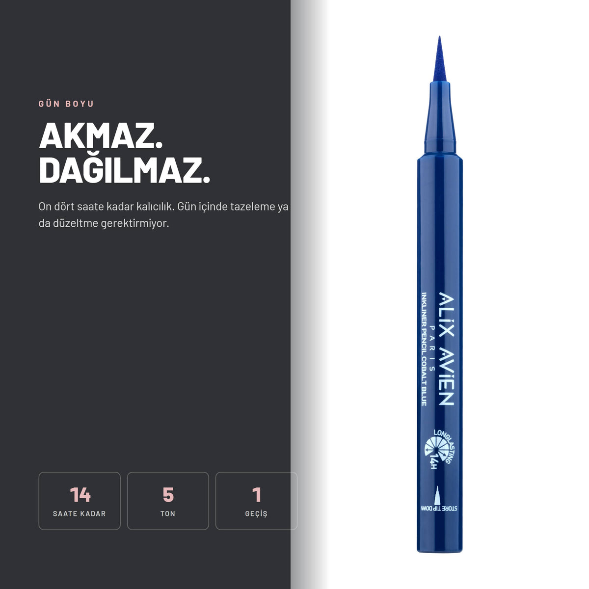 Alix Avien Inkliner Eyeliner kullanım sonrası görünüm - On dört saate kadar kalıcılık.