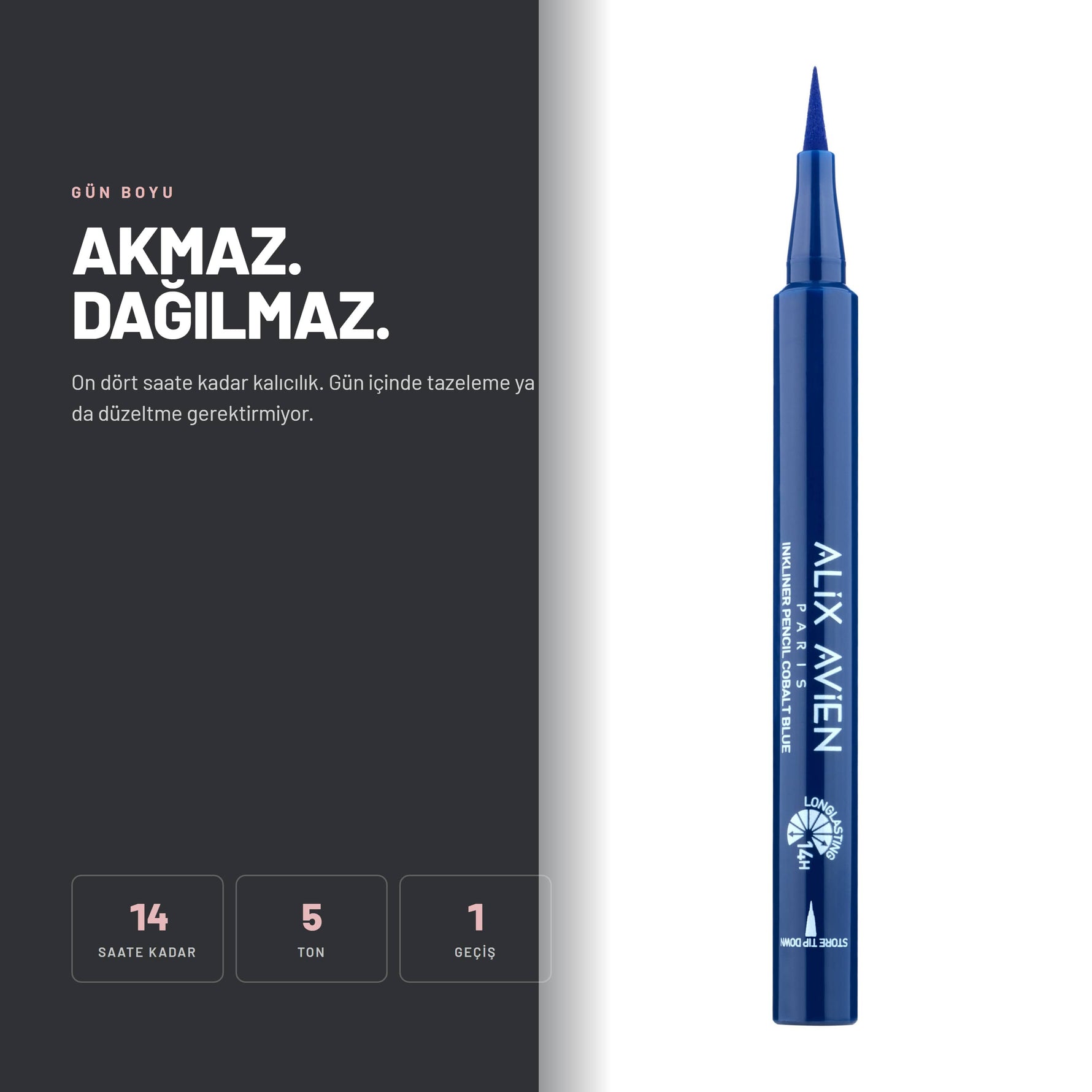 Alix Avien Inkliner Eyeliner kullanım sonrası görünüm - On dört saate kadar kalıcılık.